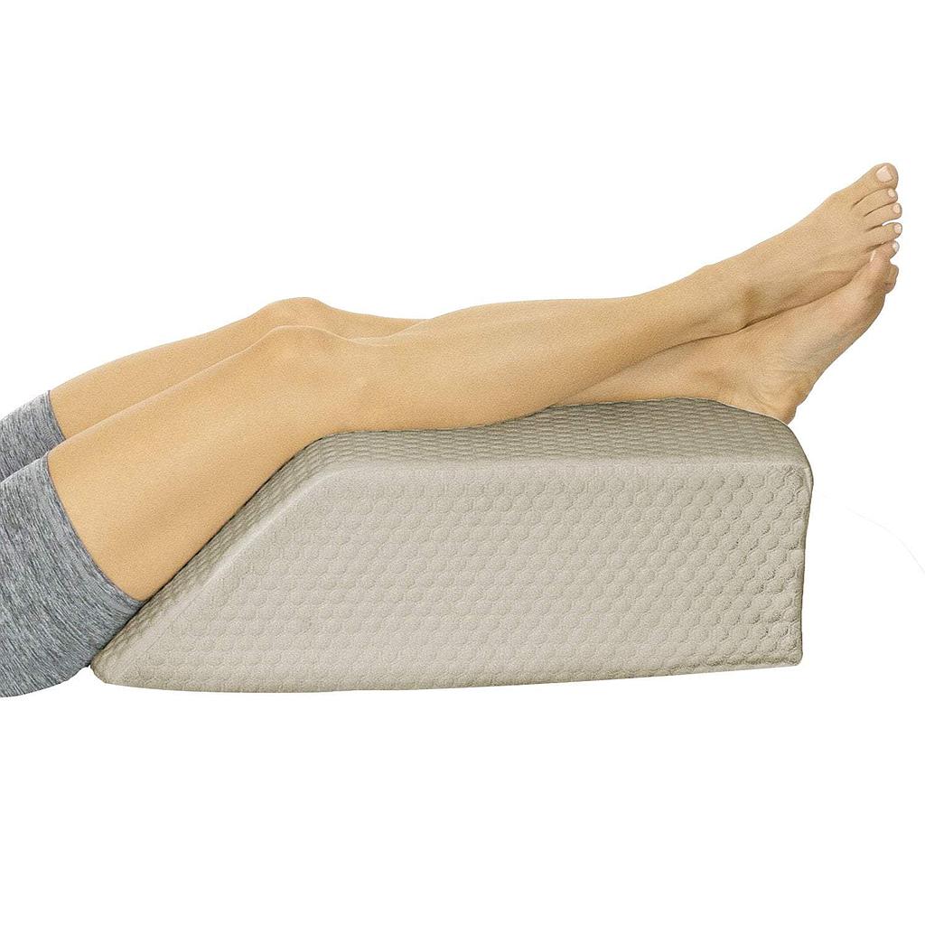 Top leg wedge pillow for sleep or injury recovery; reduces RLS, enhances blood flow, and supports legs/feet.