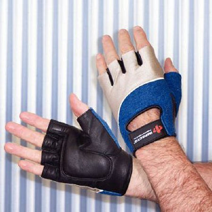 Impact Glove Rolyan Workhard Half Finger Black / Blue / Gray Left and Right Hand