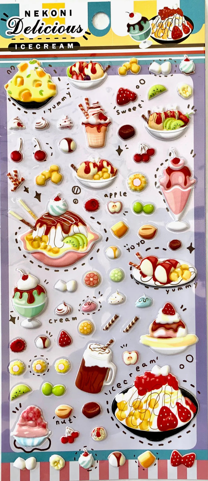 Nekoni Desserts Food Foam 3D Stickers – Kawaii Puffy Ice Cream & Dessert Decorative Decals
