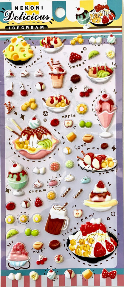 Nekoni Desserts Food Foam 3D Stickers – Kawaii Puffy Ice Cream & Dessert Decorative Decals
