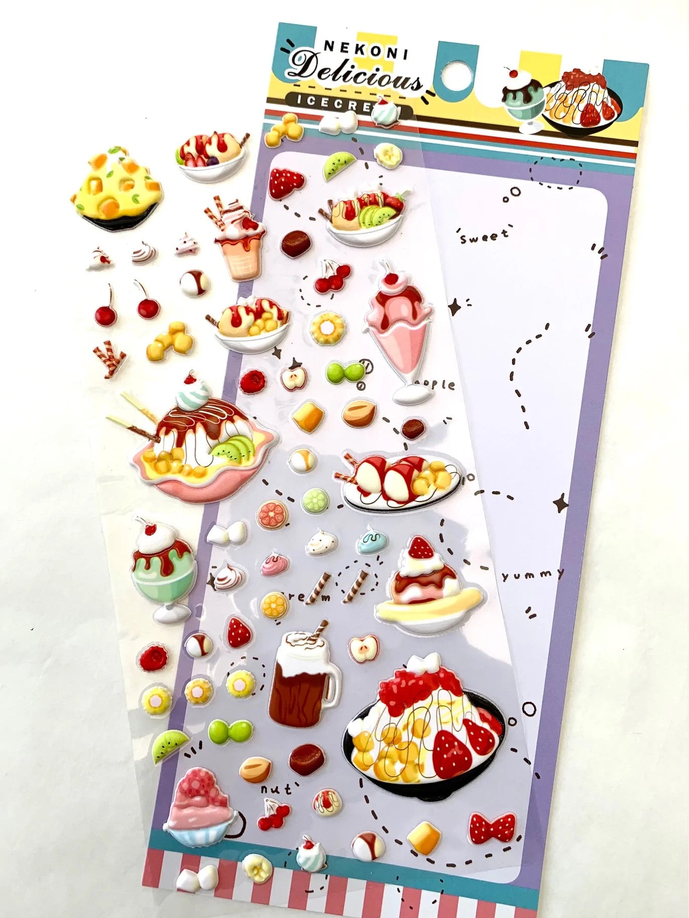 Nekoni Desserts Food Foam 3D Stickers – Kawaii Puffy Ice Cream & Dessert Decorative Decals