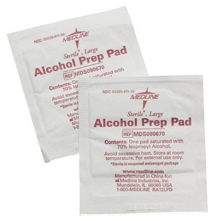 Alcohol Prep Pad Medline 70% Strength Isopropyl Alcohol Individual Packet Sterile