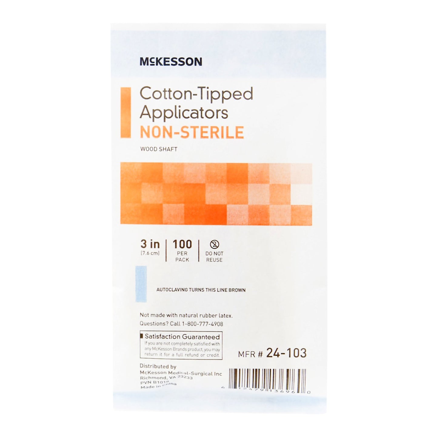 McKesson Cotton Tip Swabstick 3 Inch Wood Shaft – 100 Pack NonSterile Applicators