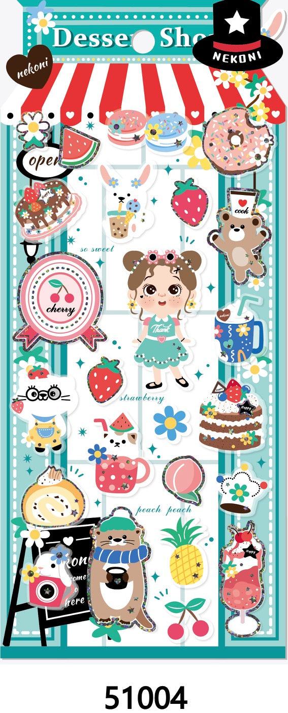 Kawaii Transparent Girl Dessert Shop Stickers – Cute Epoxy Journal & Scrapbooking Stickers