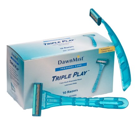 Personal Razor with Lubricating Strip DawnMist Triple Play Single Edge Triple Blade NonSterile Disposable