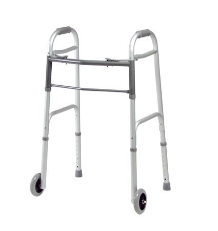 Dual Release Folding Walker Adjustable Height Lumex Aluminum Frame 300 lbs. Weight Capacity 34-1/2 to 41-1/2 Inch Height