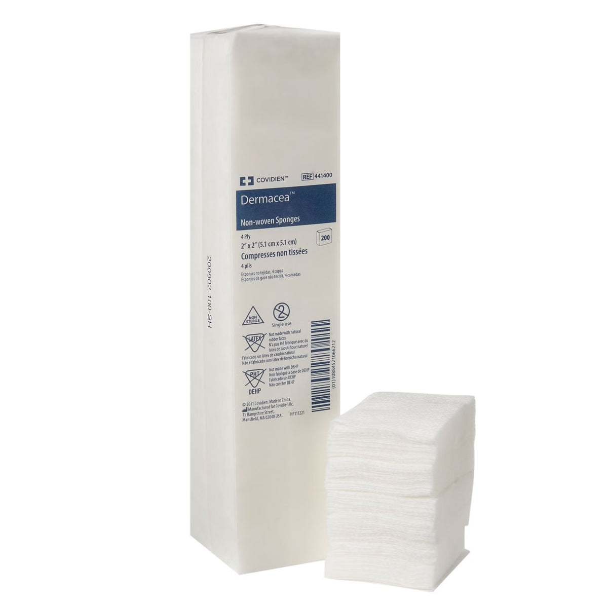 Dermacea Nonwoven Sponge 2 x 2 Inch 4-Ply NonSterile 200 Per Pack