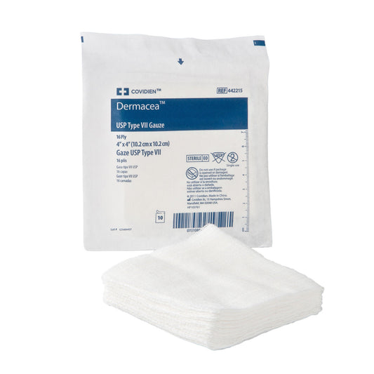 Dermacea Gauze Sponge 4 x 4 Inch 16-Ply Sterile 10 per Pack USP Type VII