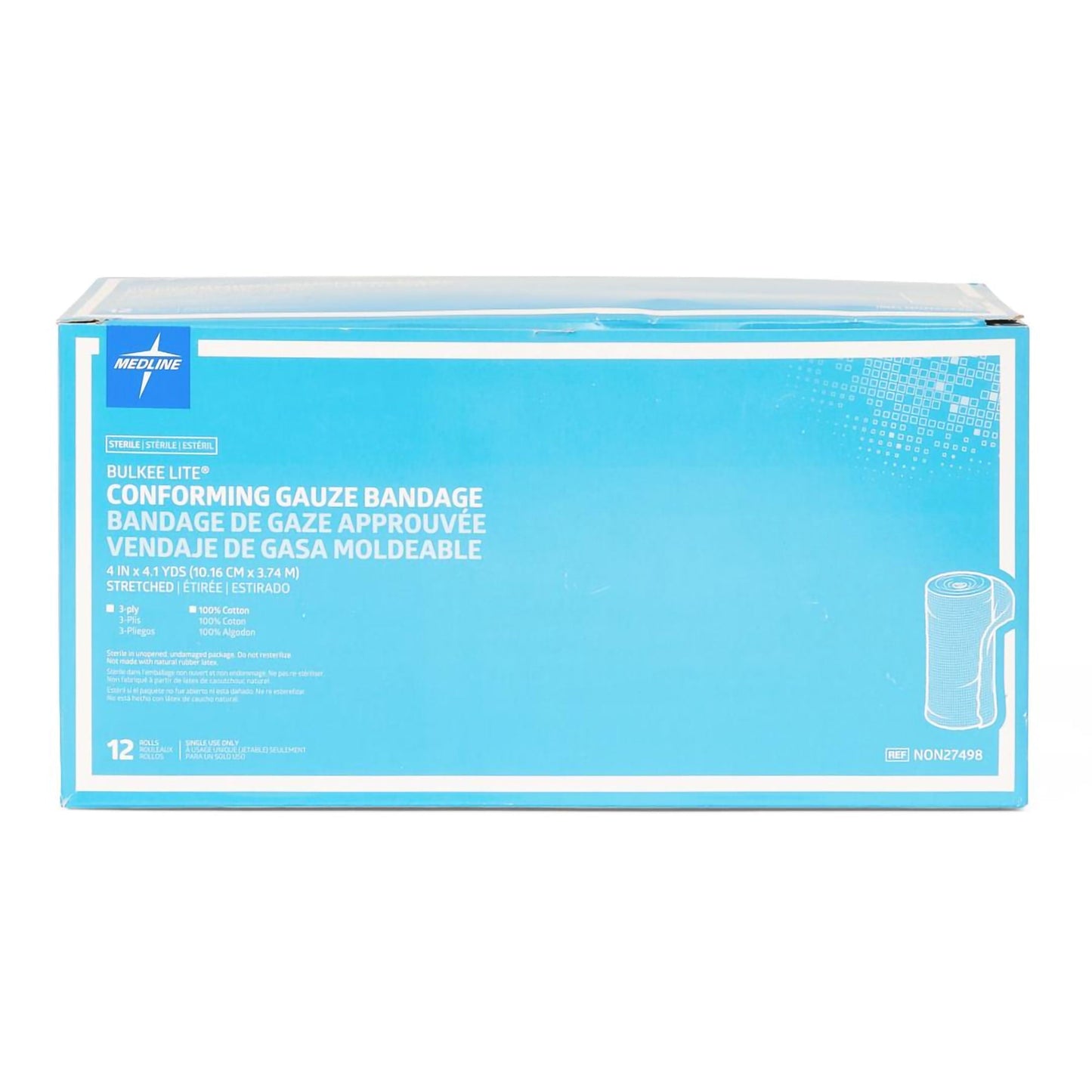 Bulkee Lite Fluff Bandage Roll 4 Inch x 4.1 Yard Sterile 3-Ply Cotton