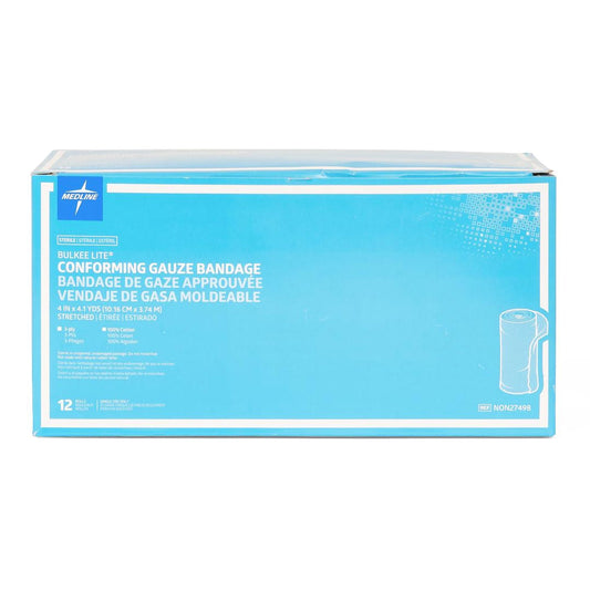Bulkee Lite Fluff Bandage Roll 4 Inch x 4.1 Yard Sterile 3-Ply Cotton
