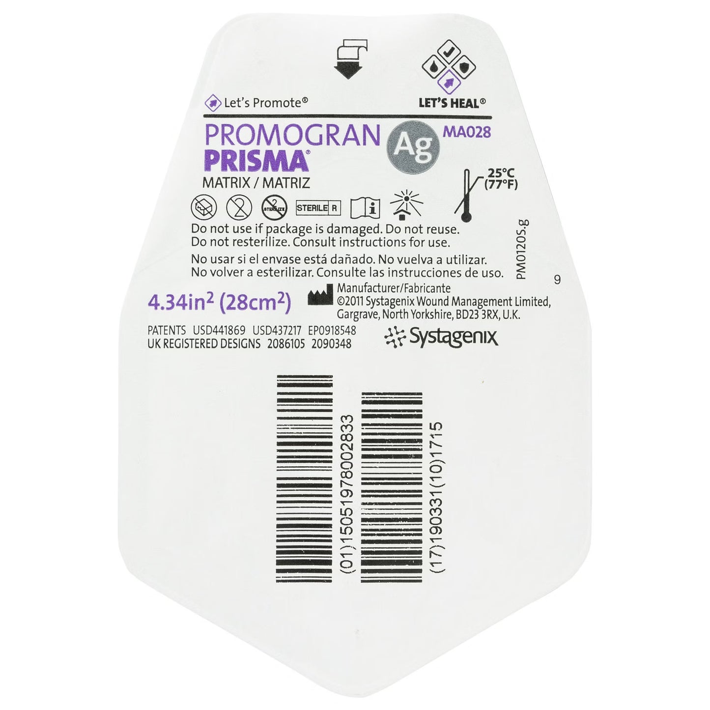 3M Promogran Prisma Matrix Silver Collagen Dressing 4.3 sq in Sterile Hexagon
