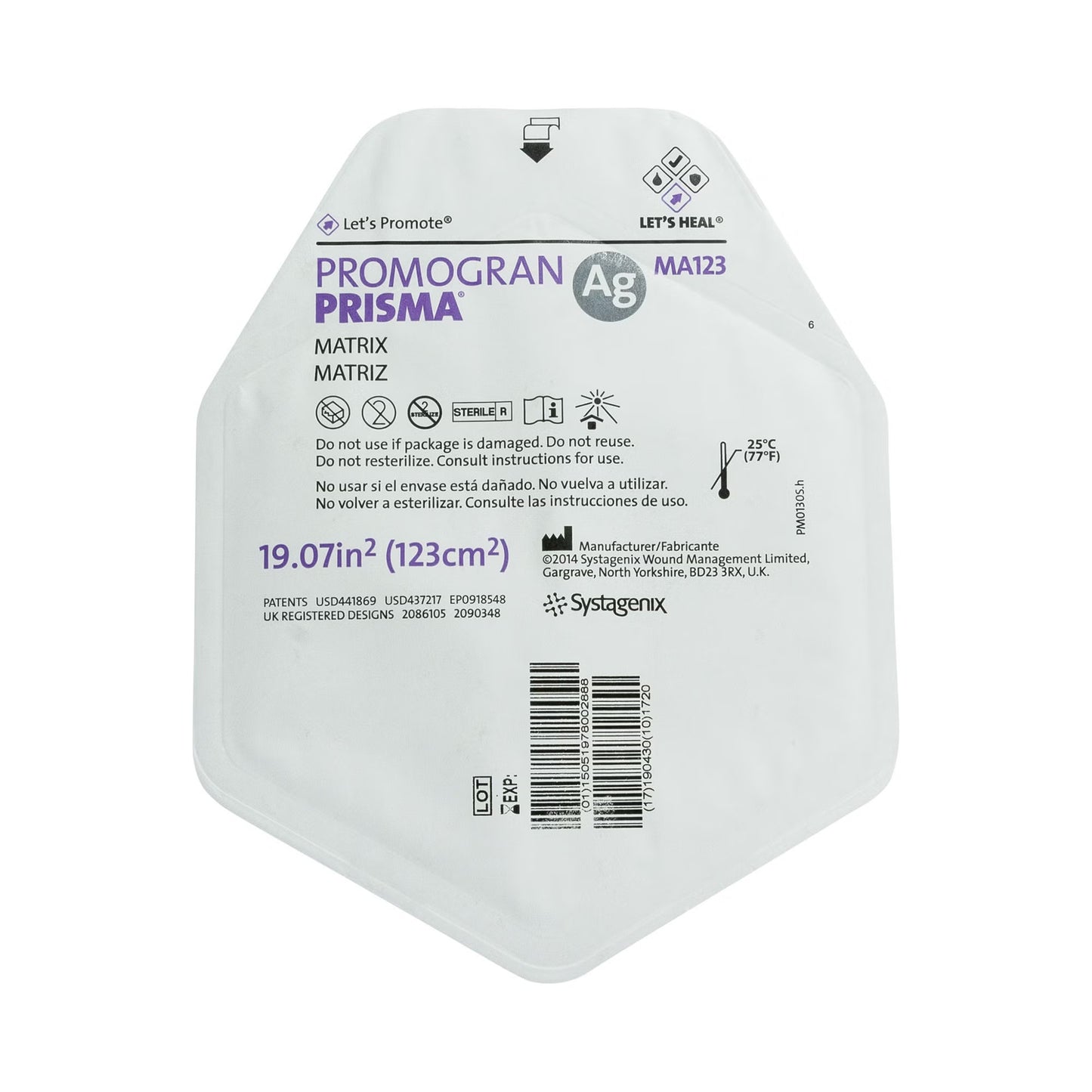 3M Promogran Prisma Matrix Silver Collagen Dressing 19.1 sq in Sterile Hexagon