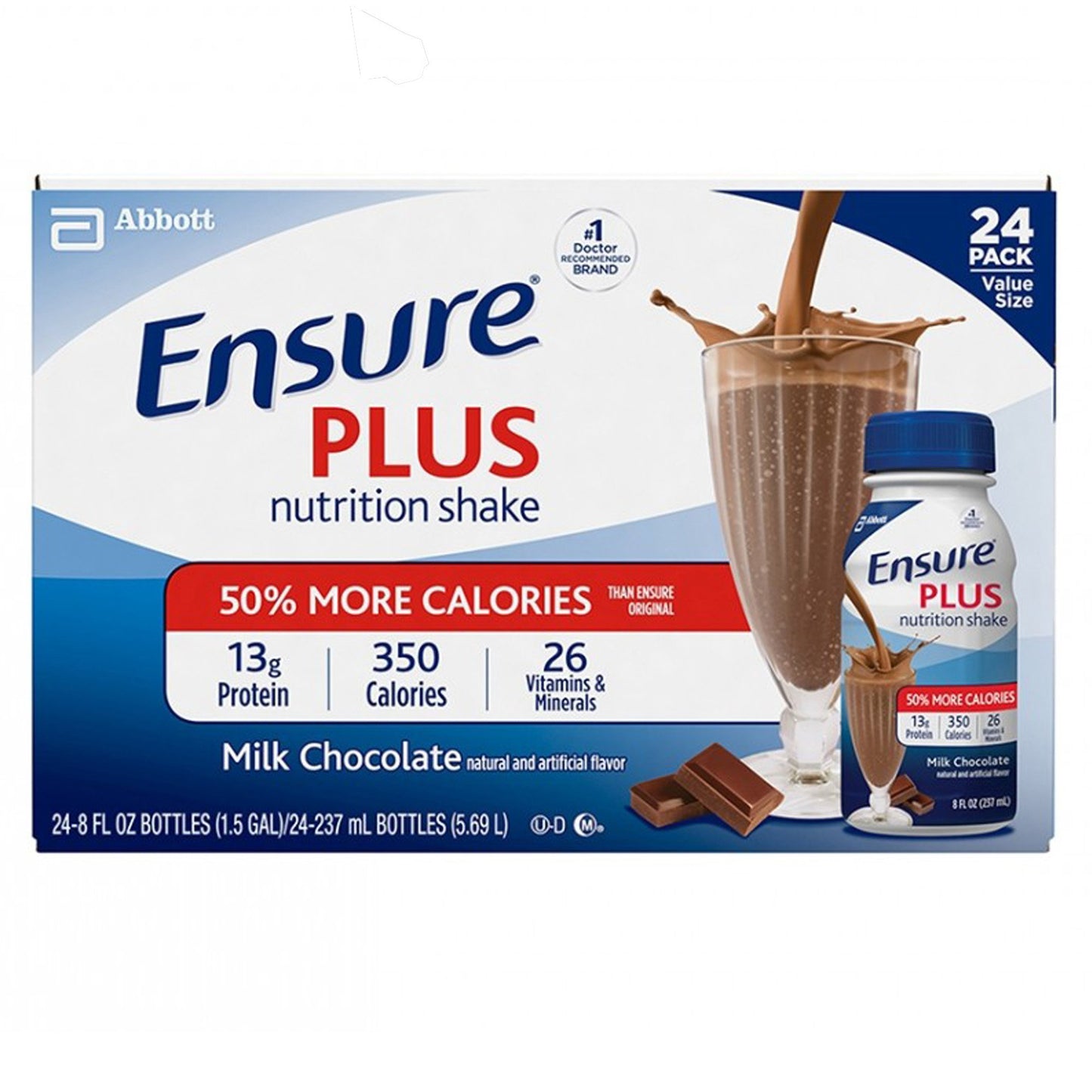 Oral Supplement Ensure Plus Therapeutic Nutrition Milk Chocolate Flavor Liquid 8 oz. Bottle