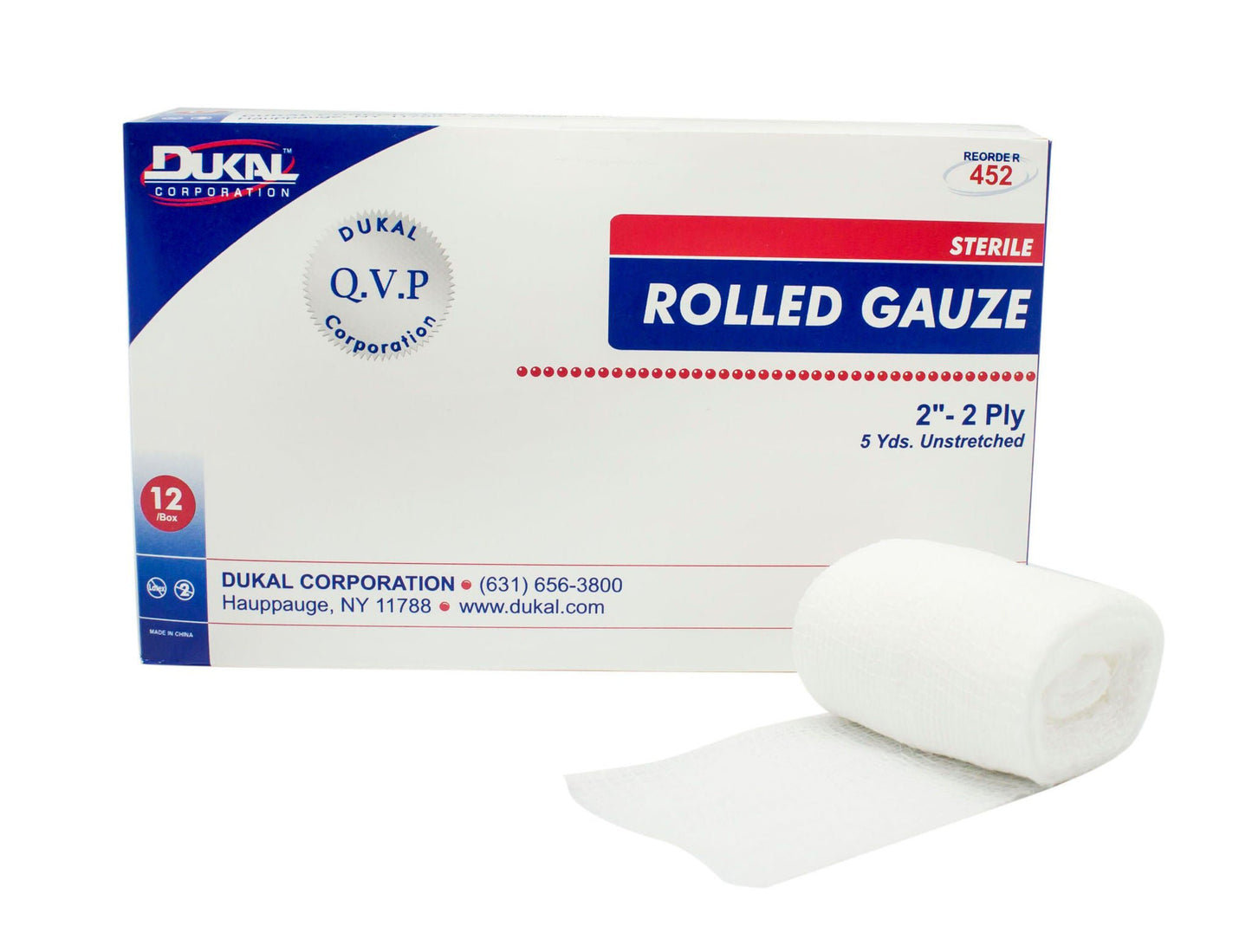 Dukal Conforming Bandage 2 Inch x 5 Yard Sterile 2-Ply Cotton Roll
