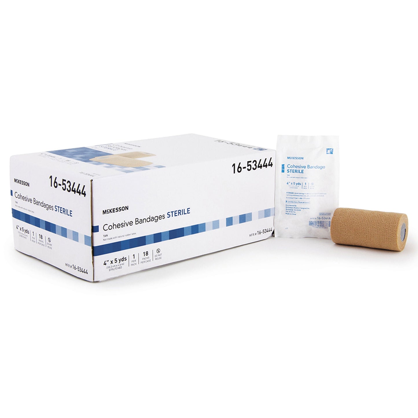 McKesson Cohesive Bandage 4 Inch x 5 Yard Sterile Self-Adherent Standard Compression