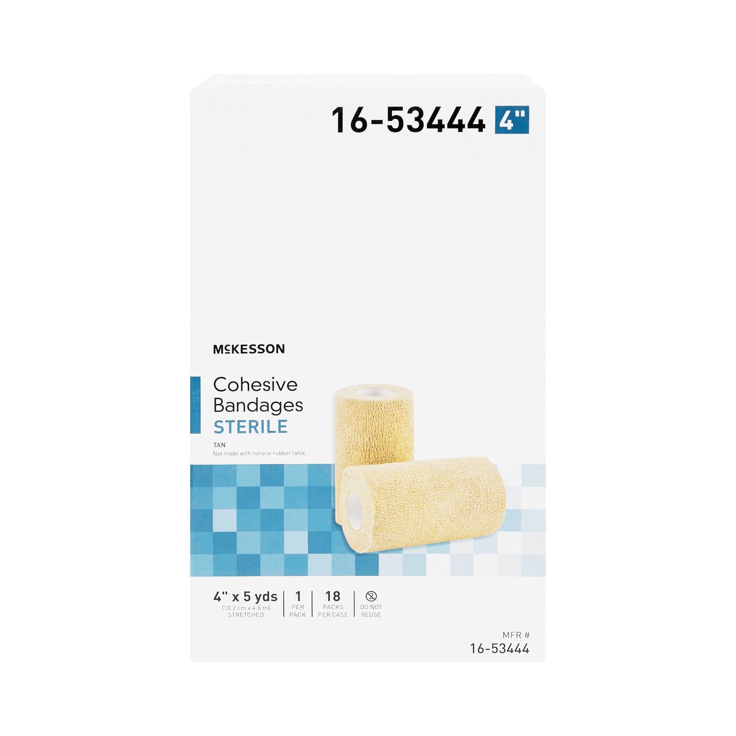 McKesson Cohesive Bandage 4 Inch x 5 Yard Sterile Self-Adherent Standard Compression