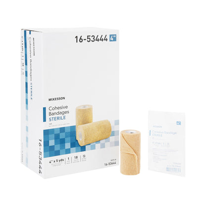 McKesson Cohesive Bandage 4 Inch x 5 Yard Sterile Self-Adherent Standard Compression