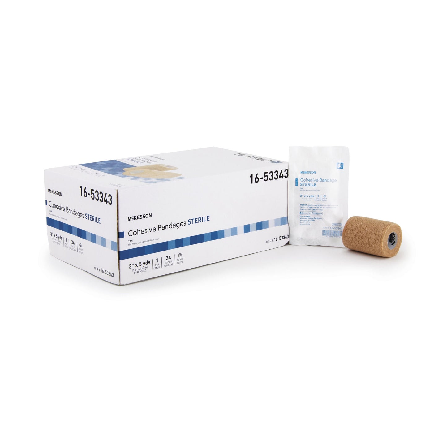 McKesson Cohesive Bandage 3 Inch x 5 Yard Sterile Self-Adherent Standard Compression