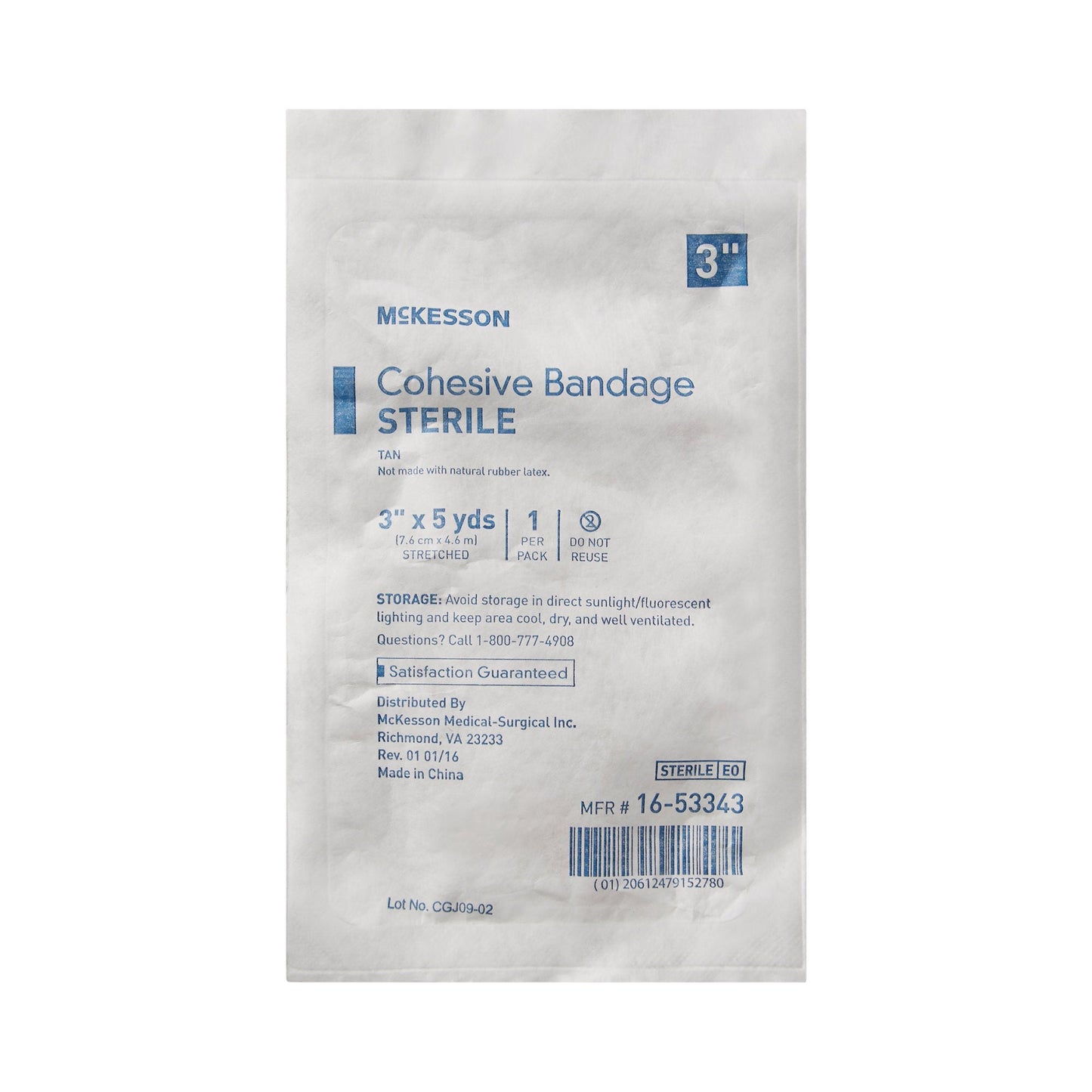 McKesson Cohesive Bandage 3 Inch x 5 Yard Sterile Self-Adherent Standard Compression