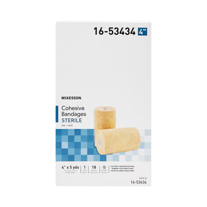 McKesson Cohesive Bandage 4 Inch x 5 Yard Sterile Self-Adherent Standard Compression with Latex