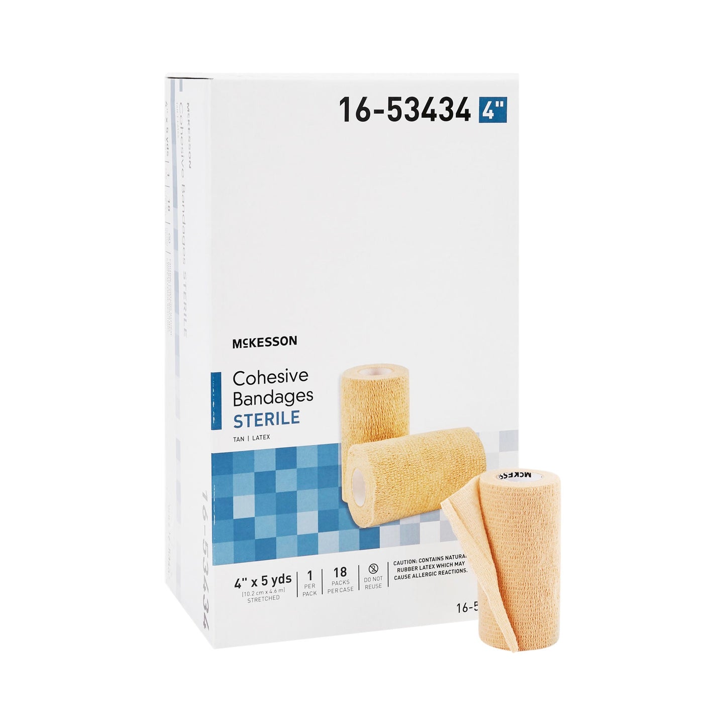McKesson Cohesive Bandage 4 Inch x 5 Yard Sterile Self-Adherent Standard Compression with Latex