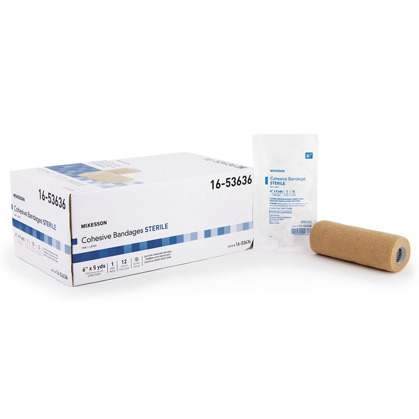 McKesson Cohesive Bandage 6 Inch x 5 Yard Sterile Self-Adherent Standard Compression with Latex