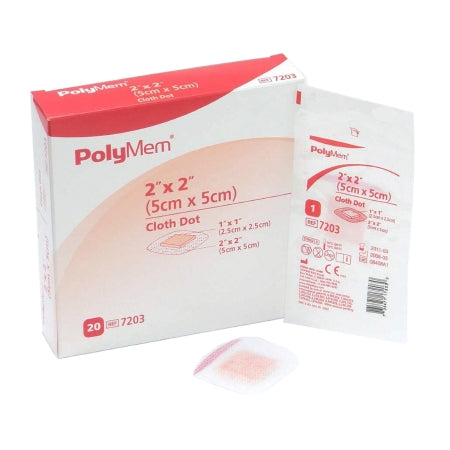 Adhesive Strip PolyMem 2 X 2 Inch Polyurethane / Film Square Pink / White Sterile