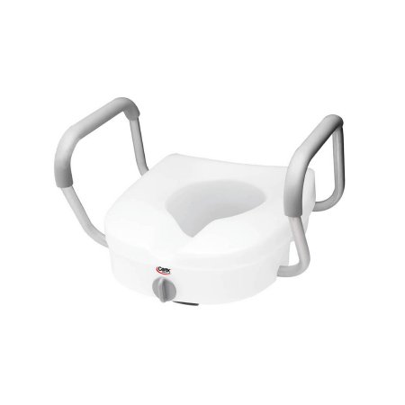 Raised Toilet Seat with Arms Carex E-Z Lock 5 Inch Height White 300 lbs. Weight Capacity