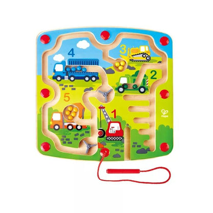 Hape Construction & Number Maze – Magnetic Counting and Vehicle Learning Board