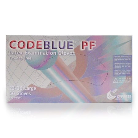 Exam Glove CODEBLUE PF NonSterile Latex Extended Cuff Length Fully Textured Blue Not Rated