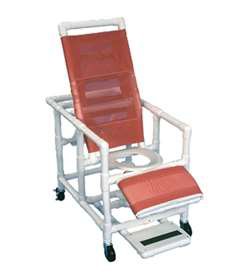 Commode / Shower Chair Healthline Fixed Arms PVC Frame Reclining Mesh Backrest