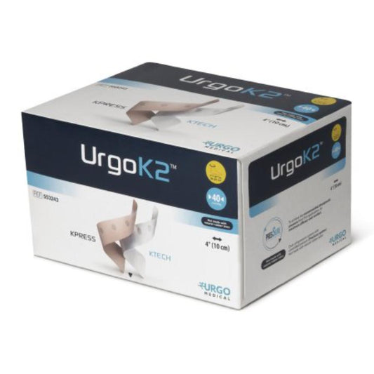 2 Layer Compression Bandage System URGOK2 4 X 7-1/8 to 9-3/4 Inch Self-Adherent Closure Tan / White NonSterile 40 mmHg