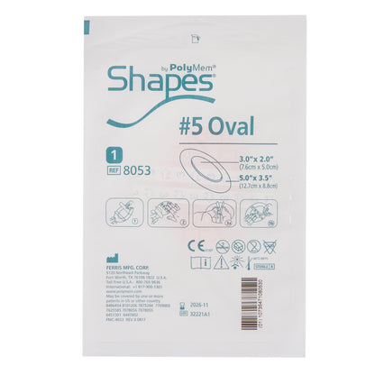 PolyMem Shapes Foam Dressing 3-1/2 x 5 Inch Sterile Oval with Border