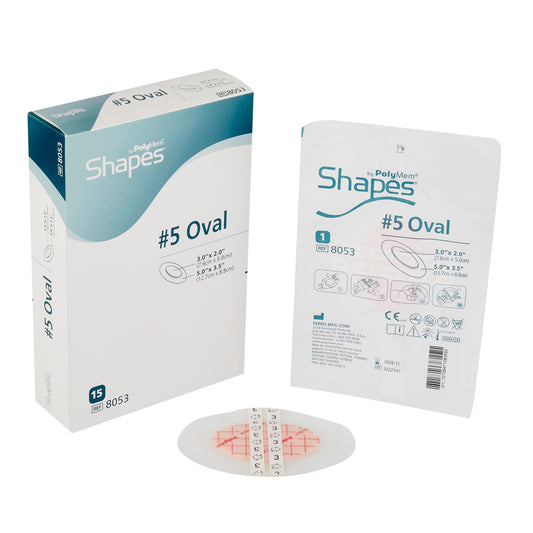 PolyMem Shapes Foam Dressing 3-1/2 x 5 Inch Sterile Oval with Border