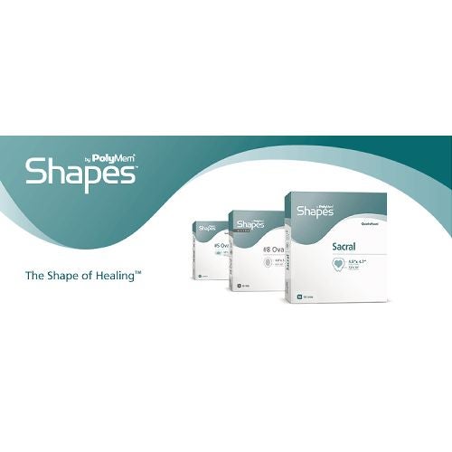 PolyMem Shapes Foam Dressing 6-1/2 x 8-1/5 Inch Sterile Oval with Border