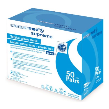 Surgical Glove Sempermed Supreme Sterile Latex Standard Cuff Length Fully Textured Ivory Not Chemo Approved