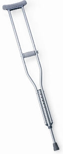 Underarm Crutches Medline Economy Pediatric 4 Foot 2 Inch to 4 Foot 6 Inch User Height Aluminum Frame 250 lbs. Weight Capacity