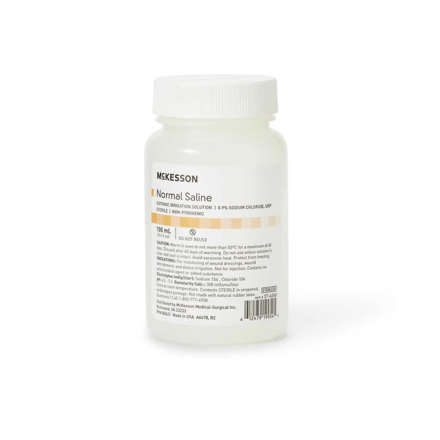McKesson 0.9% Sodium Chloride Irrigation Solution 100 mL Sterile Screw Top Bottle