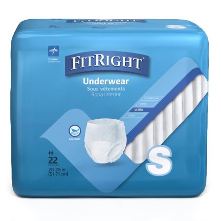 Unisex Absorbent Underwear FitRight Pull On with Tear Away Seams Small Disposable Moderate Absorbency