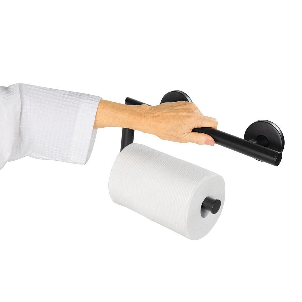 Metal Grab Bar With Toilet Paper Holder