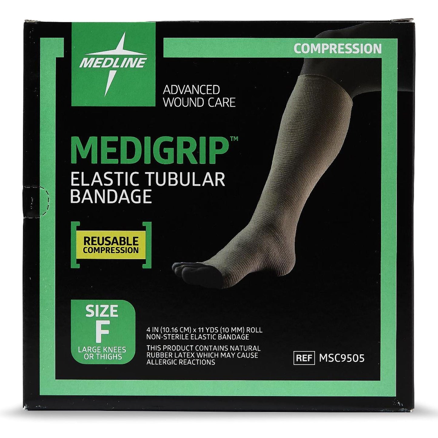 Medigrip Elastic Tubular Support Bandage Size F 4 Inch x 11 Yard Standard Compression for Large Knee & Thigh