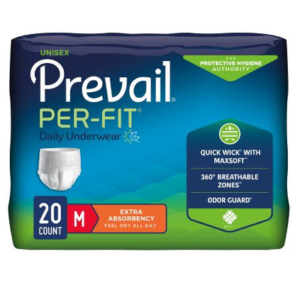 Unisex Adult Absorbent Underwear Prevail Per-Fit Pull On with Tear Away Seams Medium to 2X-Large Disposable Heavy Absorbency