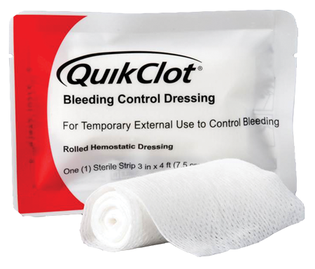 QuikClot Hemostatic Dressing 3 Inch x 4 Foot Sterile Kaolin Gauze