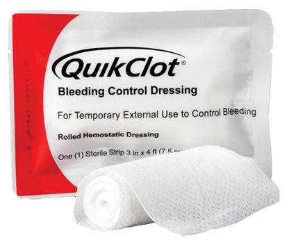QuikClot Hemostatic Dressing 3 Inch x 4 Foot Sterile Kaolin Gauze