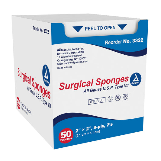 Dynarex Sterile Gauze Sponge 2 x 2 Inch 8-Ply – 2 per Pack