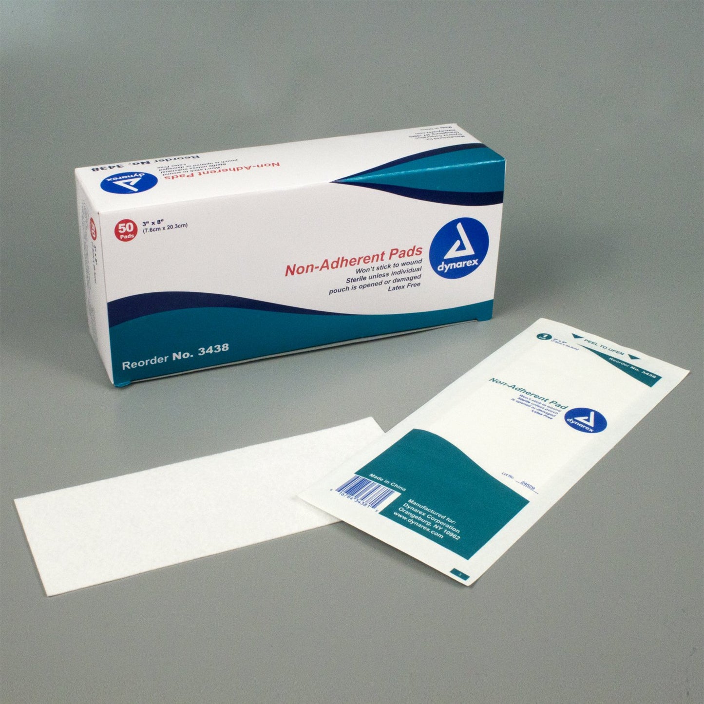 Dynarex Non-Adherent Dressing 3 x 8 Inch Sterile Pads