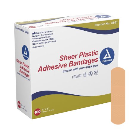 Adhesive Strip Dynarex 3/4 X 3 Inch Plastic Rectangle Tan Sterile