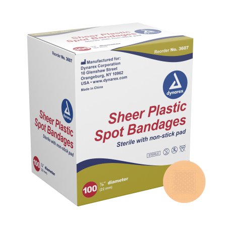 Adhesive Spot Bandage Dynarex 7/8 Inch Plastic Round Tan Sterile