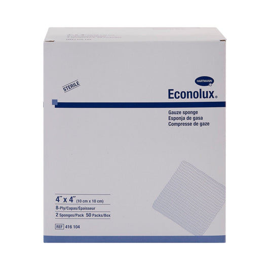 Econolux Gauze Sponge 4 x 4 Inch 8-Ply Sterile – 2 per Pack