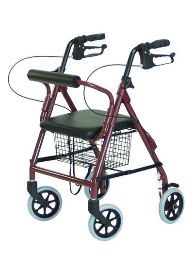 4 Wheel Rollator Lumex Walkabout Junior Burgundy Adjustable Height / Lightweight / Folding Aluminum Frame